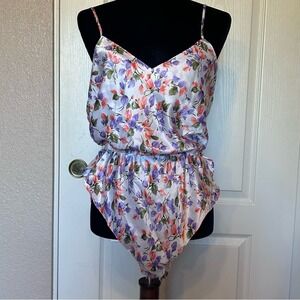 Vintage Laura Adams Floral Body Suit Lingerie Size Medium Made in Korea‎